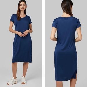 NWT 32 Degrees T-SHIRT DRESS size Large deep Blue color midi